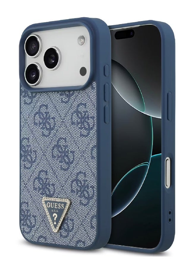 Guess MagSafe 4G PU Leather Case with Triangle Logo for iPhone 17 Pro - Blue - Image 1